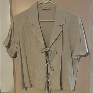 NLT Beige Tie-Front Women's Top